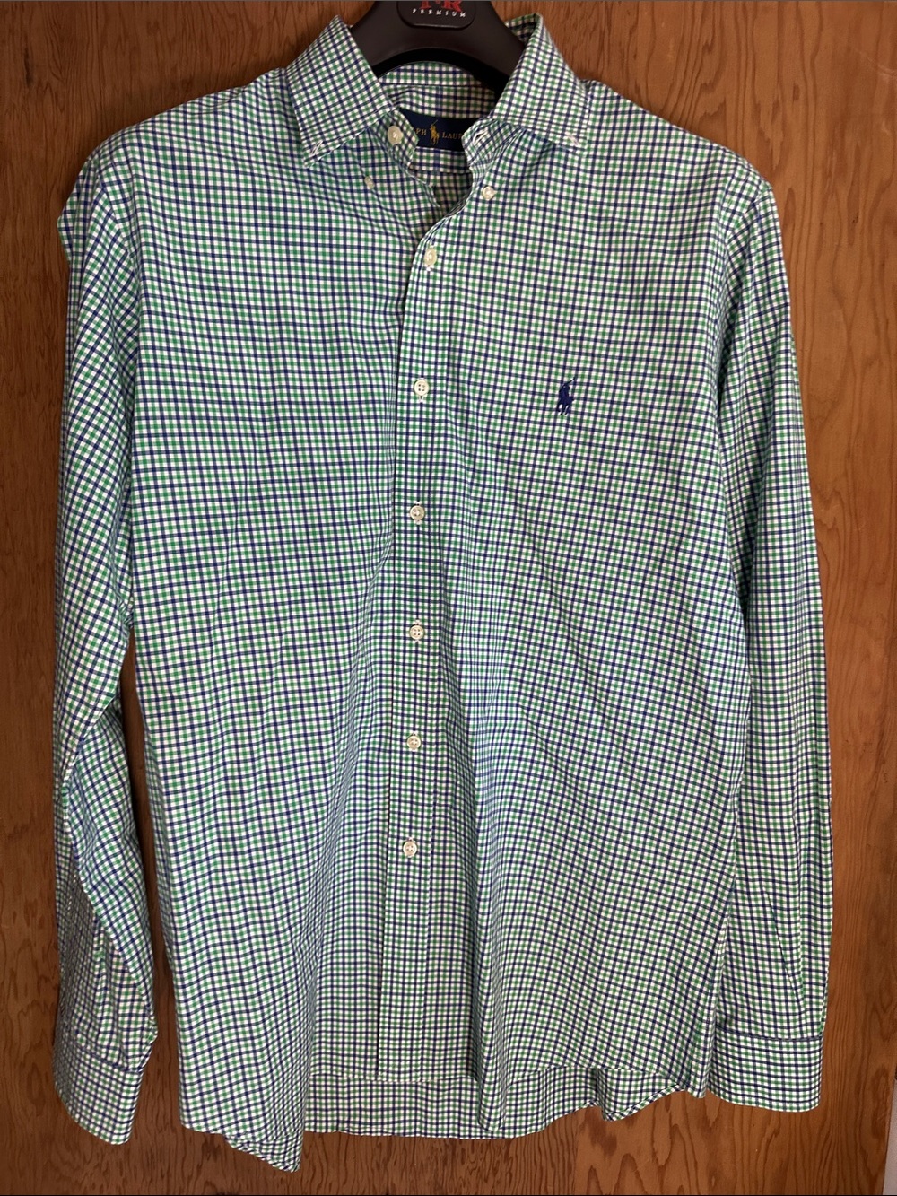 Polo by Ralph Lauren Green and Blue Micro-Gingham Button-Down Shirt